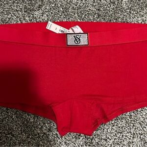 NWT Victoria's Secret Bold Red Rhinestone Sequins Boxer Briefs Women’s Sz M